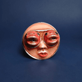 Face with Fish Eyes Ring – Handmade Clay & Resin Surreal Statement Jewelry, Sculptural Fantasy Wearable Art with Adjustable Stainless Steel Band - SAMA