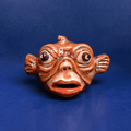 Face with Fish Mask Ring – Handmade Clay & Resin Surreal Statement Jewelry with Adjustable Stainless Steel Band - SAMA