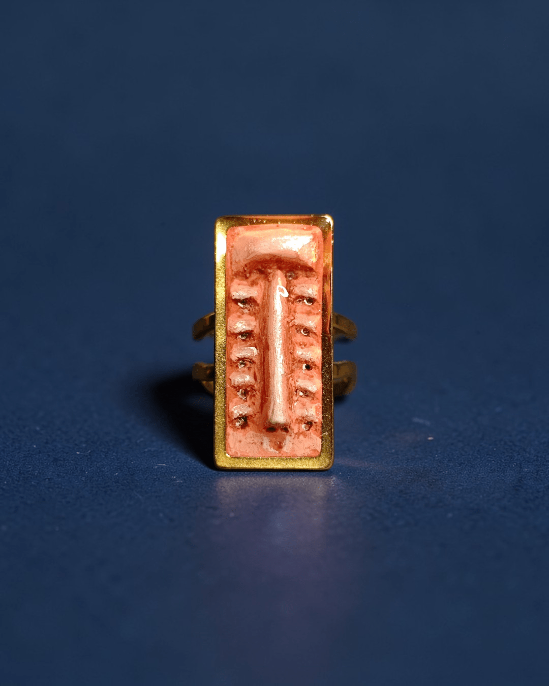 Face with Many Eyes Ring – Handmade Clay & Resin Surreal Statement Jewelry, Sculptural Fantasy Wearable Art with Adjustable Stainless Steel Band - SAMA