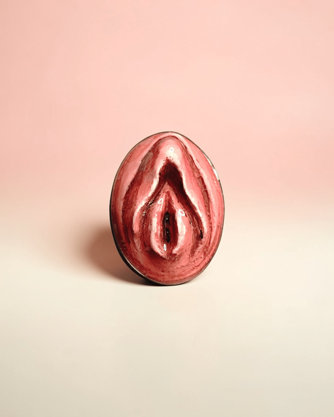 Feminine Body Form Ring – Handmade Clay & Resin Surreal Statement Jewelry, Sculptural Wearable Art with Adjustable Stainless Steel Band - SAMA