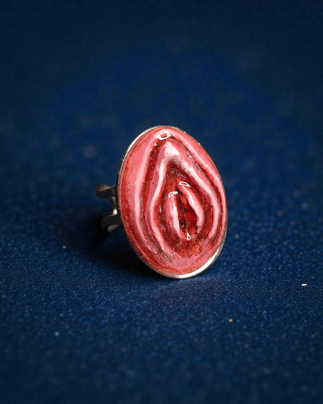 Feminine Body Form Ring – Handmade Clay & Resin Surreal Statement Jewelry with Adjustable Stainless Steel Band - SAMA