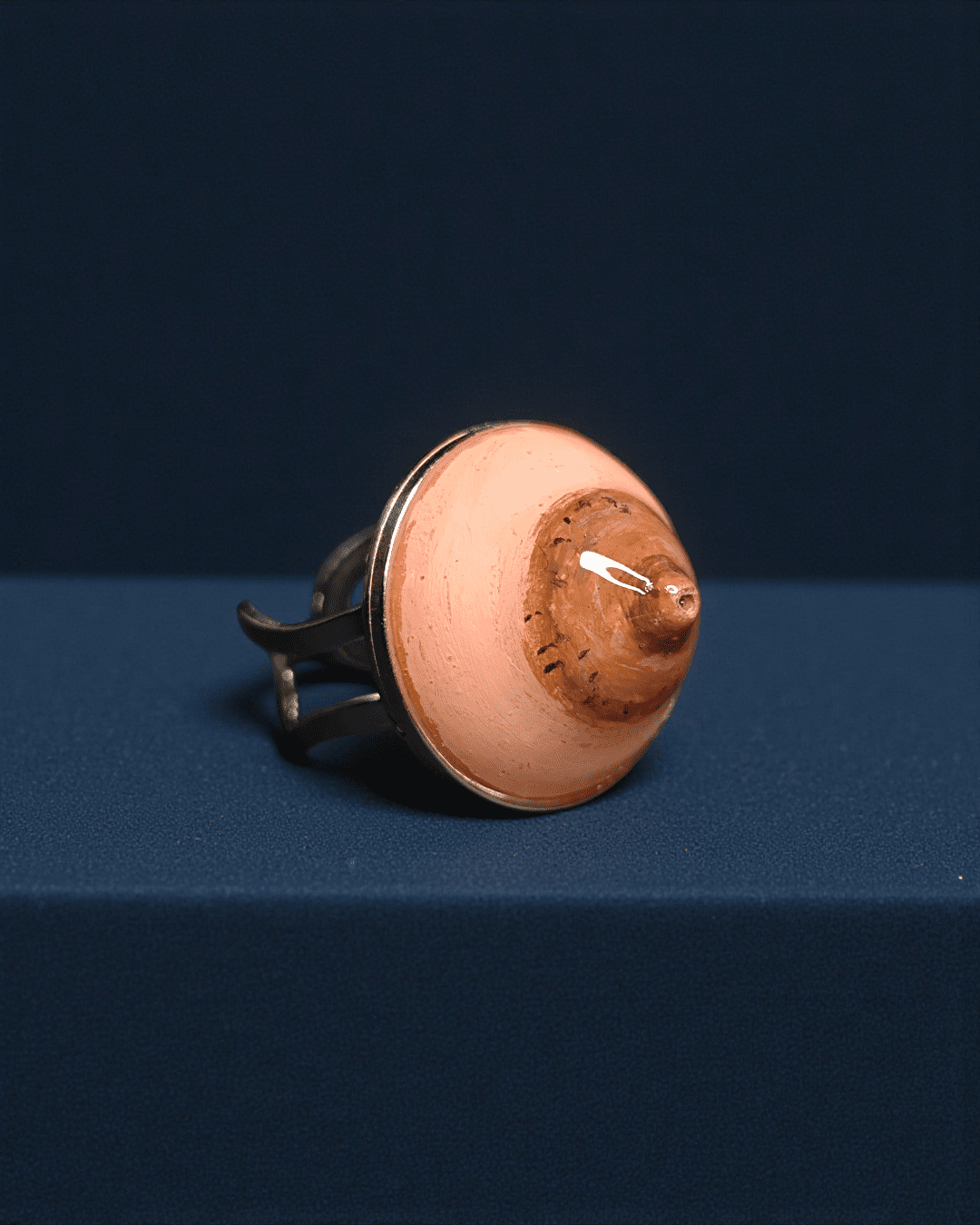 Feminine Body Form Ring – Handmade Clay & Resin Surreal Statement Jewelry with Adjustable Stainless Steel Band - SAMA