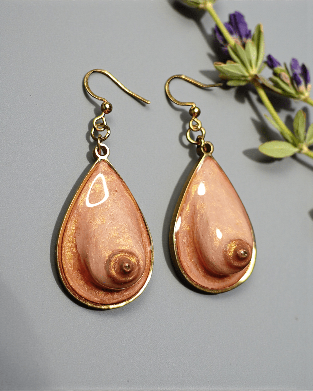 Feminine Form Earrings – Handmade Clay & Resin Surreal Statement Jewelry, Sculptural Body Art with Stainless Steel Hooks - SAMA