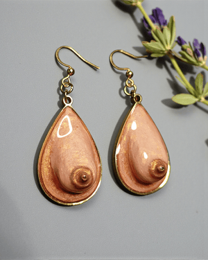 Feminine Form Earrings – Handmade Clay & Resin Surreal Statement Jewelry, Sculptural Body Art with Stainless Steel Hooks - SAMA