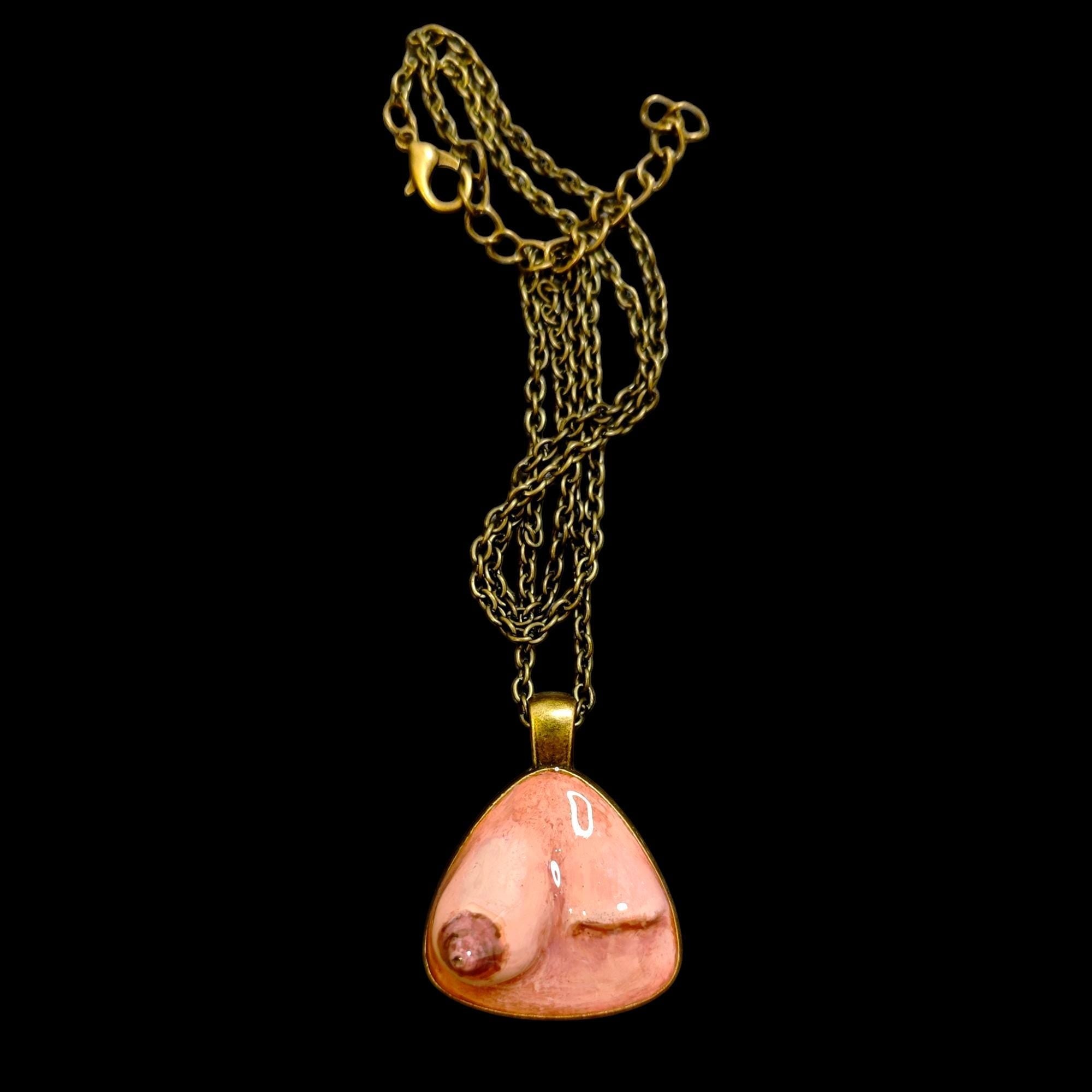 Feminine Form Necklace – Handmade Clay & Resin Surreal Body-Inspired Statement Jewelry, Sculptural Wearable Art with Alloy Pendant / Chain