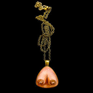 Feminine Form Necklace – Handmade Clay & Resin Surreal Body-Inspired Statement Jewelry, Sculptural Wearable Art with Alloy Pendant / Chain