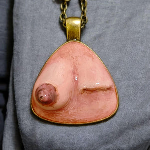 Feminine Form Necklace – Handmade Clay & Resin Surreal Body-Inspired Statement Jewelry, Sculptural Wearable Art with Alloy Pendant / Chain