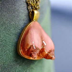 Feminine Form Necklace – Handmade Clay & Resin Surreal Body-Inspired Statement Jewelry, Sculptural Wearable Art with Alloy Pendant / Chain