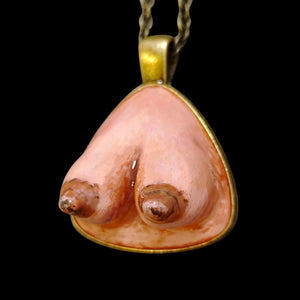 Feminine Form Necklace – Handmade Clay & Resin Surreal Body-Inspired Statement Jewelry, Sculptural Wearable Art with Alloy Pendant / Chain