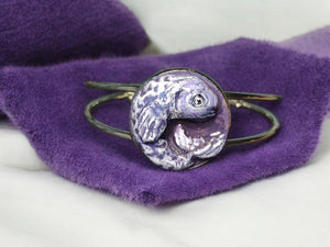 Fish Bracelet – Handmade Clay & Resin Surreal Statement Jewelry, Sculptural Fantasy Wearable Art with Adjustable Copper Band OOAK