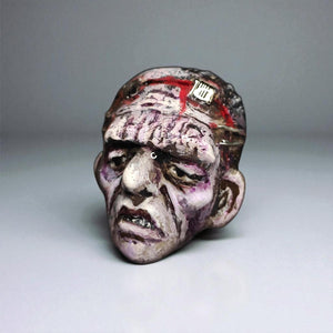 Frankenstein Ring – Handmade Clay Gothic Horror Statement Jewelry, Dark Surreal Sculptural Wearable Art, Adjustable Stainless Steel OOAK