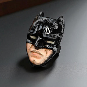 Glowing Eyes Ring – Handmade Clay & Resin Dark Fantasy Statement Jewelry, Mysterious Wearable Art on Adjustable Stainless Steel Band OOAK