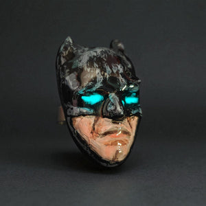 Glowing Eyes Ring – Handmade Clay & Resin Dark Fantasy Statement Jewelry, Mysterious Wearable Art on Adjustable Stainless Steel Band OOAK