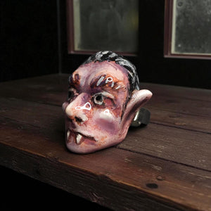 Gothic Glow Ring – Handmade Clay & Resin Statement Jewelry, Dark Surreal Wearable Art with Adjustable Stainless Steel Band OOAK