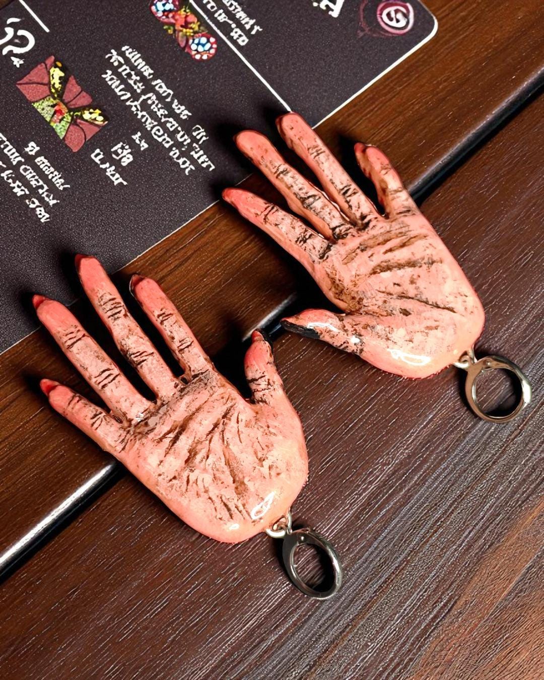 Hands Earrings – Handmade Clay & Resin Surreal Statement Jewelry, Sculptural Wearable Art with Stainless Steel Hooks - OOAK