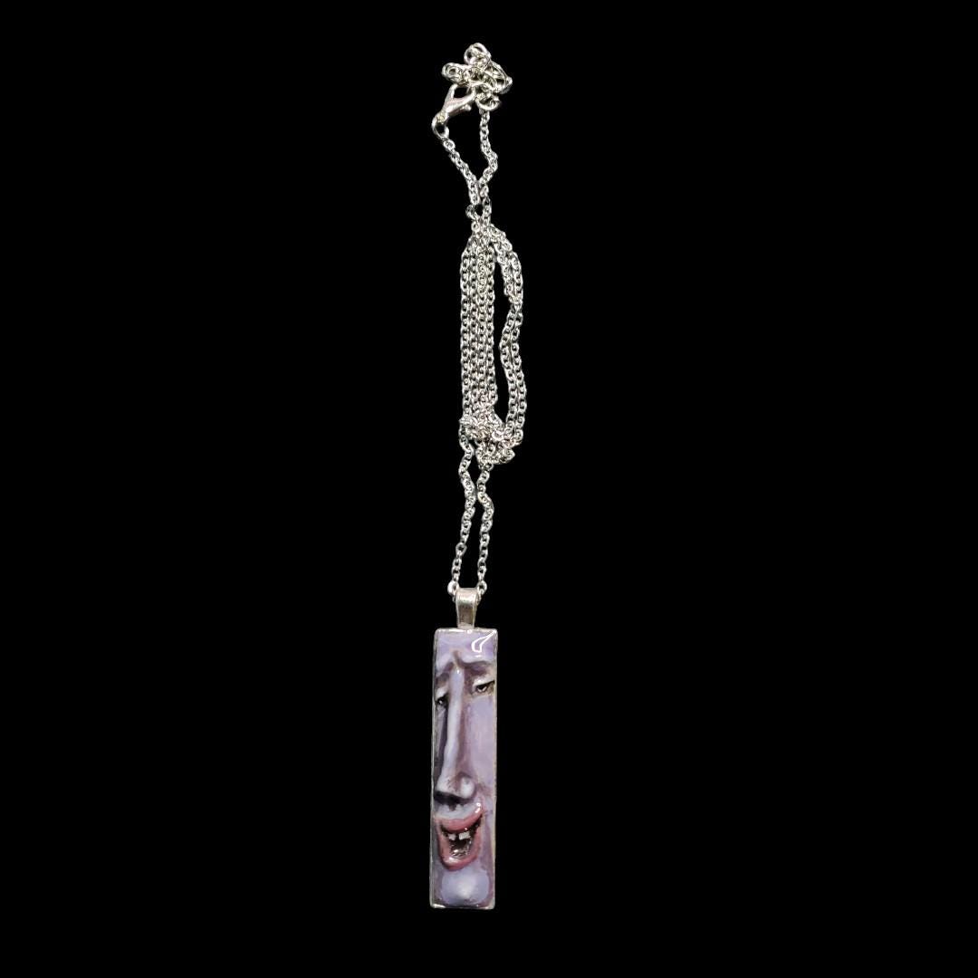 Happy Man Necklace – Handmade Clay & Resin Surreal Statement Jewelry, Sculptural Artistic Wearable Art with Alloy Pendant / Chain OOAK
