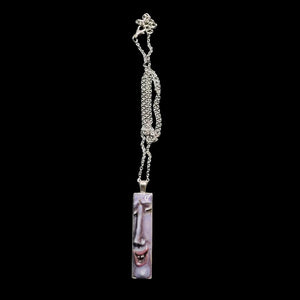 Happy Man Necklace – Handmade Clay & Resin Surreal Statement Jewelry, Sculptural Artistic Wearable Art with Alloy Pendant / Chain OOAK