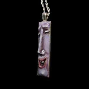 Happy Man Necklace – Handmade Clay & Resin Surreal Statement Jewelry, Sculptural Artistic Wearable Art with Alloy Pendant / Chain OOAK