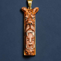 Head in Jaguar Mouth Necklace – Handmade Clay & Resin Surreal Statement Jewelry, Sculptural Fantasy Wearable Art with Stainless Steel Chain / Pendant - SAMA