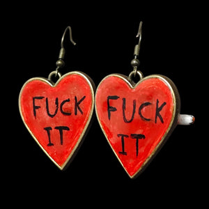 Heart Cigar Earrings – Handmade Clay & Resin Surreal Statement Jewelry, Sculptural Wearable Art with Zinc Alloy Hooks