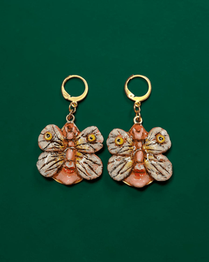 Human Butterfly Face Earrings – Handmade Clay & Resin Surreal Statement Jewelry, Sculptural Wearable Art with Stainless Steel Hooks - SAMA
