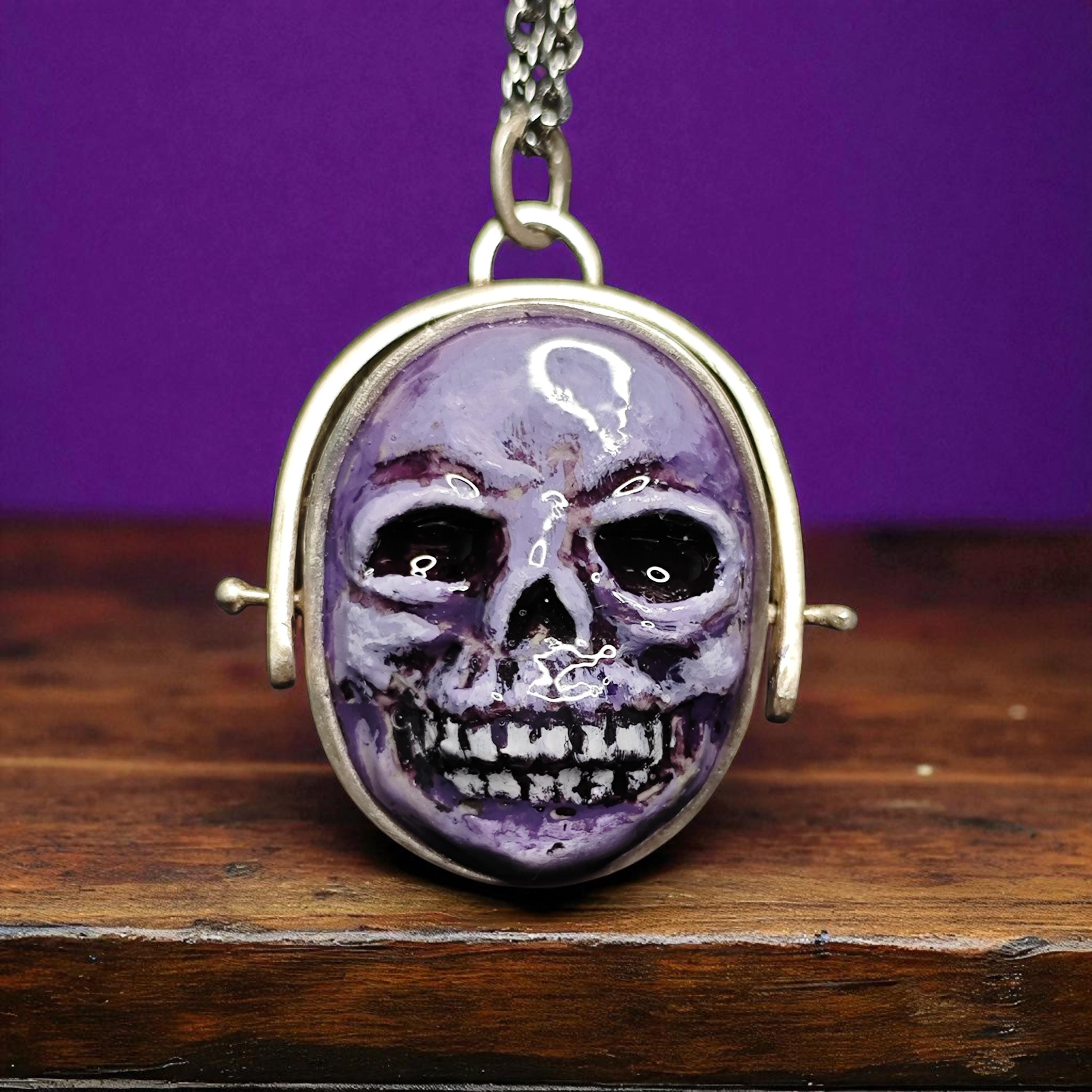 Two Faces Pendant – Handmade Clay Surreal Necklace, Mythic Statement Jewelry with 925 Sterling Silver Pendant / Chain OOAK