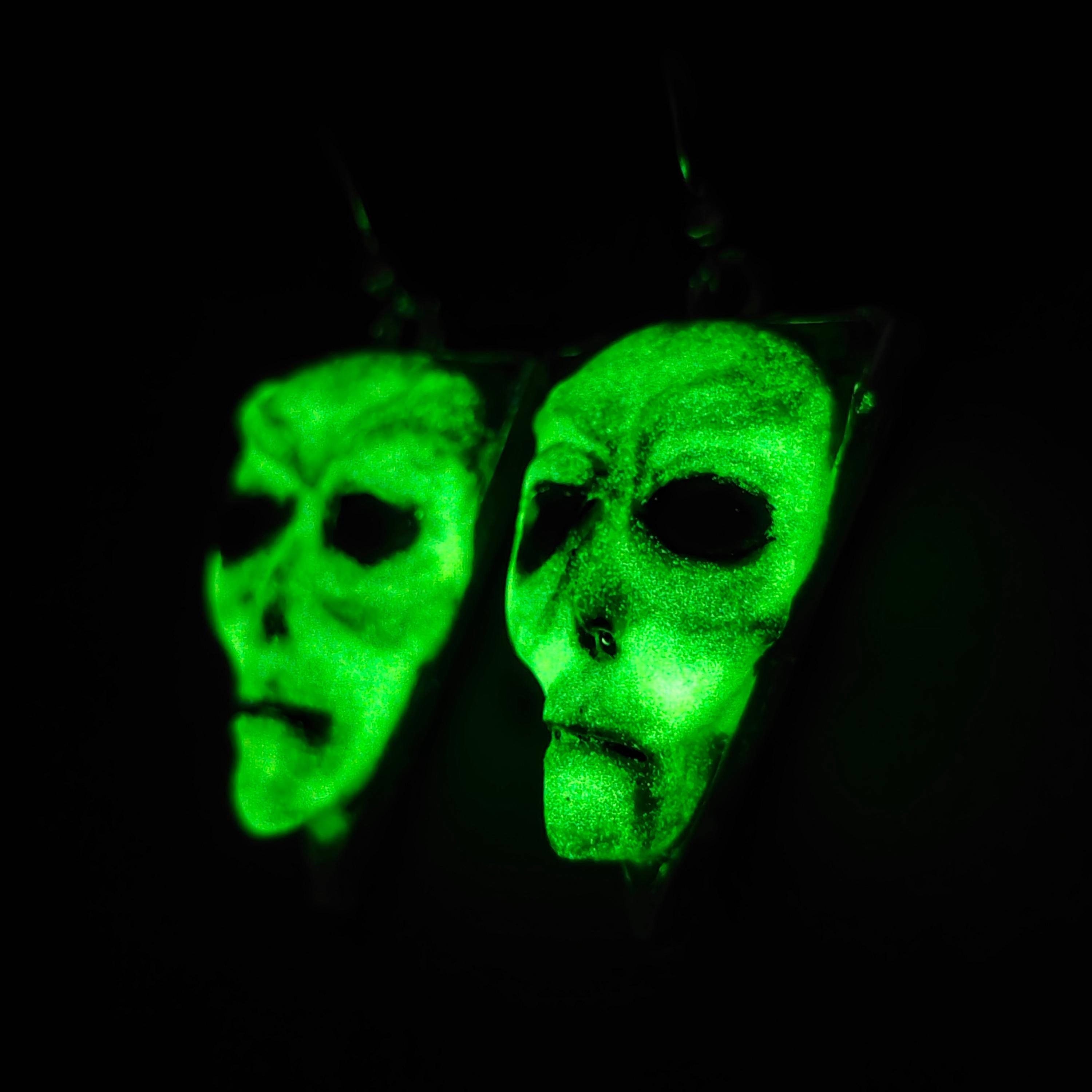 Alien Glow Earrings – Handmade Clay & Resin Surreal Statement Jewelry, Fantasy Sculptural Wearable Art with Zinc Alloy Hooks OOAK