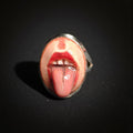 Tongue Out Ring – Handmade Clay & Resin Surreal Statement Jewelry, Sculptural Fantasy Wearable Art on Sterling Silver S925 Band