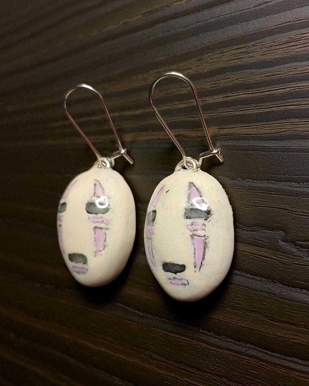 No-face Glow Earrings – Handmade Clay & Resin Surreal Statement Jewelry, Fantasy Sculptural Wearable Art with Stainless Steel Hooks OOAK
