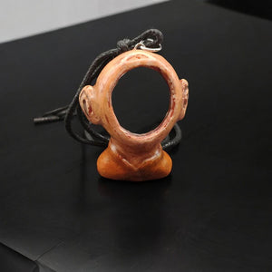 Mirror Face Necklace – Handmade Clay & Resin Surreal Statement Jewelry, Sculptural Fantasy Wearable Art OOAK