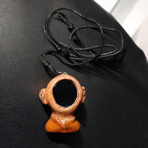 Mirror Face Necklace – Handmade Clay & Resin Surreal Statement Jewelry, Sculptural Fantasy Wearable Art OOAK