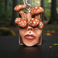 Mushrooms Sprouting Human Eyes Necklace – Handmade Clay & Resin Surreal Statement Jewelry, Sculptural Fantasy Wearable Art with Sterling Sil