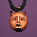 Mystic Horned Face Necklace – Sculptural Fantasy Wearable Art with Stainless Steel Pendant - SAMA