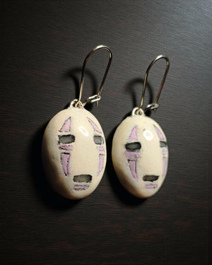No-face Glow Earrings – Handmade Clay & Resin Surreal Statement Jewelry, Fantasy Sculptural Wearable Art with Stainless Steel Hooks OOAK