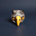 Owl Chimera Ring – Handmade Clay & Resin Surreal Statement Jewelry with Adjustable Stainless Steel Band - SAMA