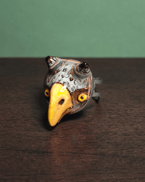 Owl Chimera Ring – Handmade Clay & Resin Surreal Statement Jewelry with Adjustable Stainless Steel Band - SAMA