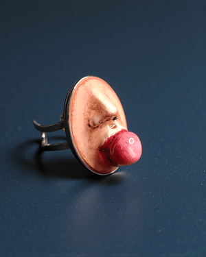 Popping Gum Ring – Handmade Clay & Resin Surreal Statement Jewelry with Adjustable Stainless Steel Band - SAMA