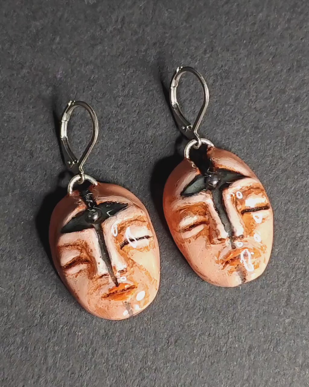 Eye Chakra Glow Earrings – Handmade Clay & Resin Surreal Statement Jewelry, Fantasy Sculptural Wearable Art with Stainless Steel Hooks OOAK