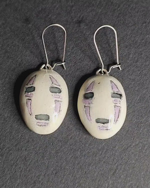 No-face Glow Earrings – Handmade Clay & Resin Surreal Statement Jewelry, Fantasy Sculptural Wearable Art with Stainless Steel Hooks OOAK