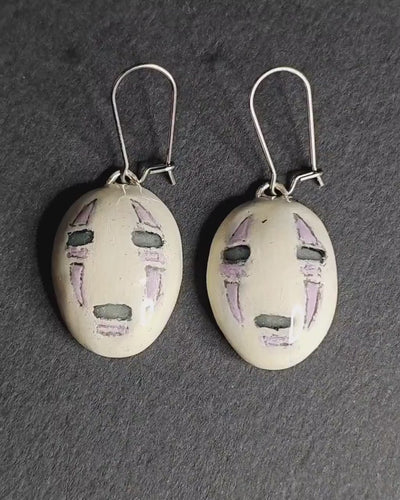 No-face Glow Earrings – Handmade Clay & Resin Surreal Statement Jewelry, Fantasy Sculptural Wearable Art with Stainless Steel Hooks OOAK