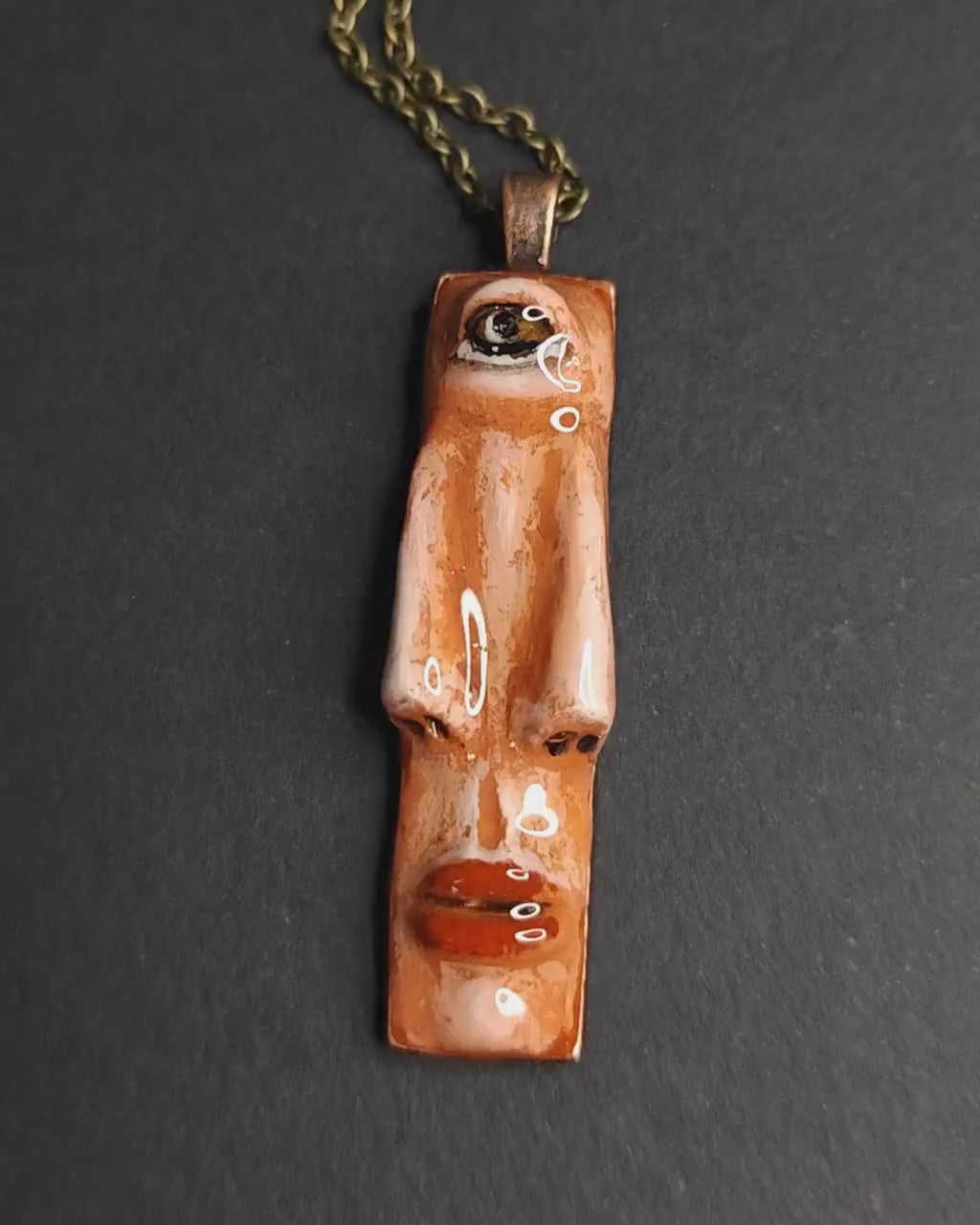 Double Nose Necklace – Handmade Clay & Resin Surreal Statement Jewelry, Sculptural Wearable Art with Alloy Pendant / Chain OOAK