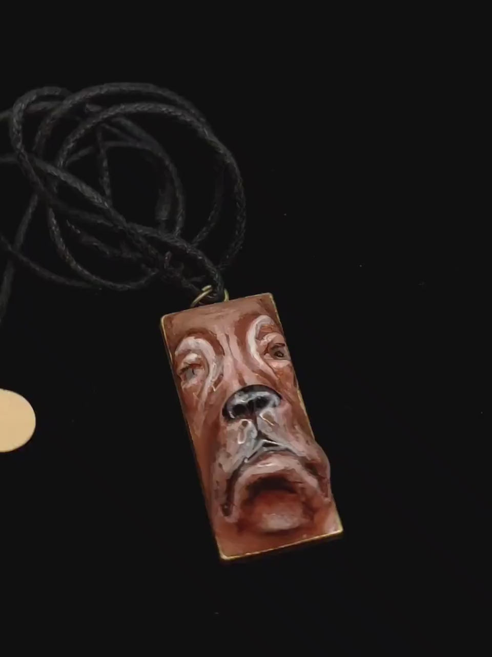 Dog Human Chimera Necklace – Handmade Clay & Resin Surreal Statement Jewelry, Sculptural Fantasy Wearable Art OOAK