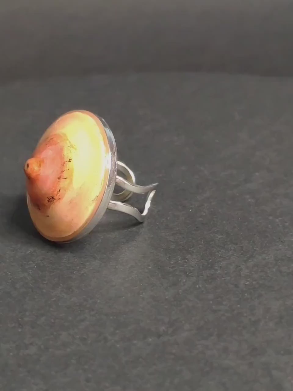 Body Form Ring – Handmade Clay & Resin Surreal Statement Jewelry, Sculptural Body-Inspired Wearable Art on Adjustable Stainless Steel Band