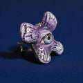 Purple Butterfly Eye Ring – Handmade Clay & Resin Surreal Statement Jewelry, Sculptural Fantasy Wearable Art with Adjustable Stainless Steel