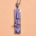 Purple Face Smoking Cigar Necklace – Handmade Clay & Resin Surreal Statement Jewelry, Sculptural Fantasy Wearable Art with Stainless Steel Chain / Pendant - SAMA