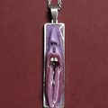 Purple Face Tongue Out Necklace – Handmade Clay & Resin Surreal Statement Jewelry, Sculptural Fantasy Wearable Art with Stainless Steel Chain / Pendant - SAMA