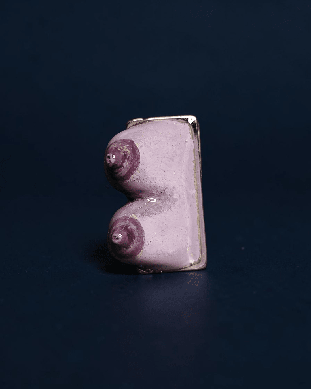 Purple Feminine Body Form Ring – Handmade Clay & Resin Surreal Statement Jewelry with Adjustable Stainless Steel Band - SAMA
