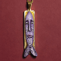 Purple Fish Head Necklace – Handmade Clay & Resin Surreal Statement Jewelry, Sculptural Fantasy Wearable Art with Stainless Steel Chain / Pendant - SAMA