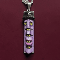 Purple Six-Eyed Man Necklace – Handmade Clay & Resin Surreal Statement Jewelry, Sculptural Fantasy Wearable Art with Stainless Steel Chain / Pendant - SAMA