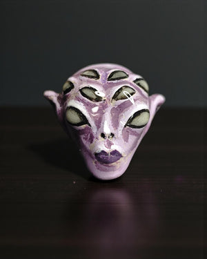 Purple Unknown Creature with Many Eyes Ring – Handmade Clay & Resin Surreal Statement Jewelry, Sculptural Fantasy Wearable Art with Sterling